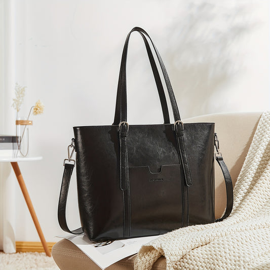Women Laptop Leather Tote Office Shoulder Handbag Vintage Briefcase 15.6 Inch Computer Work Bag