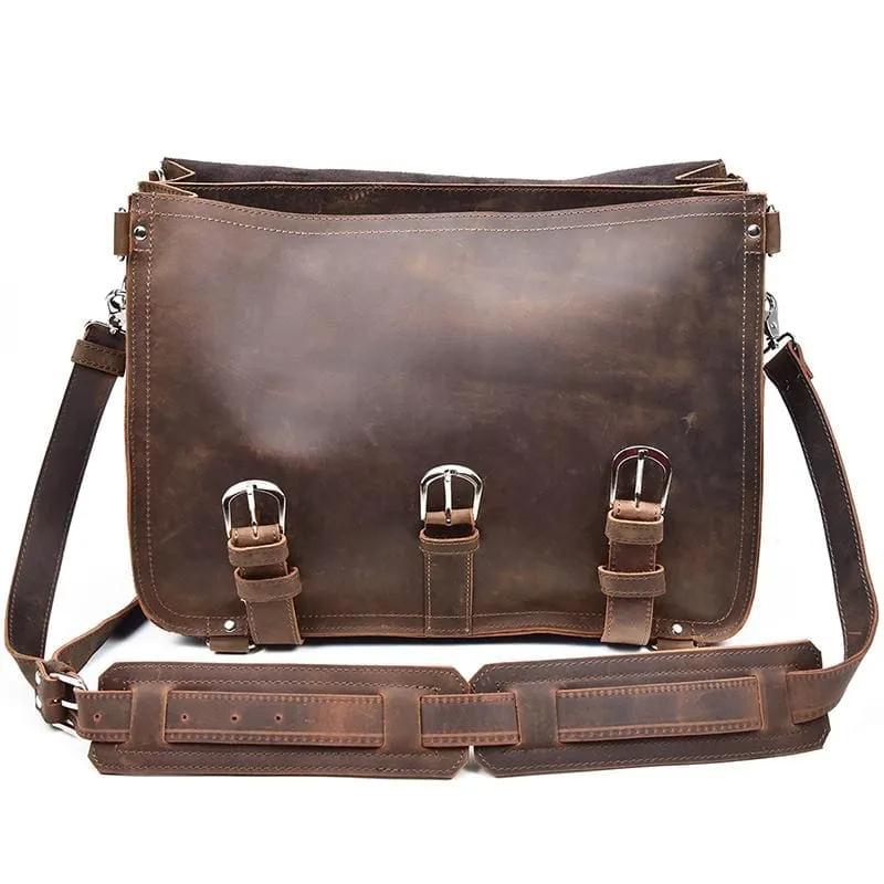 The Gustav Messenger Bag | Large Capacity Vintage Synthetic Leather Backpack for Men with Multiple Compartments