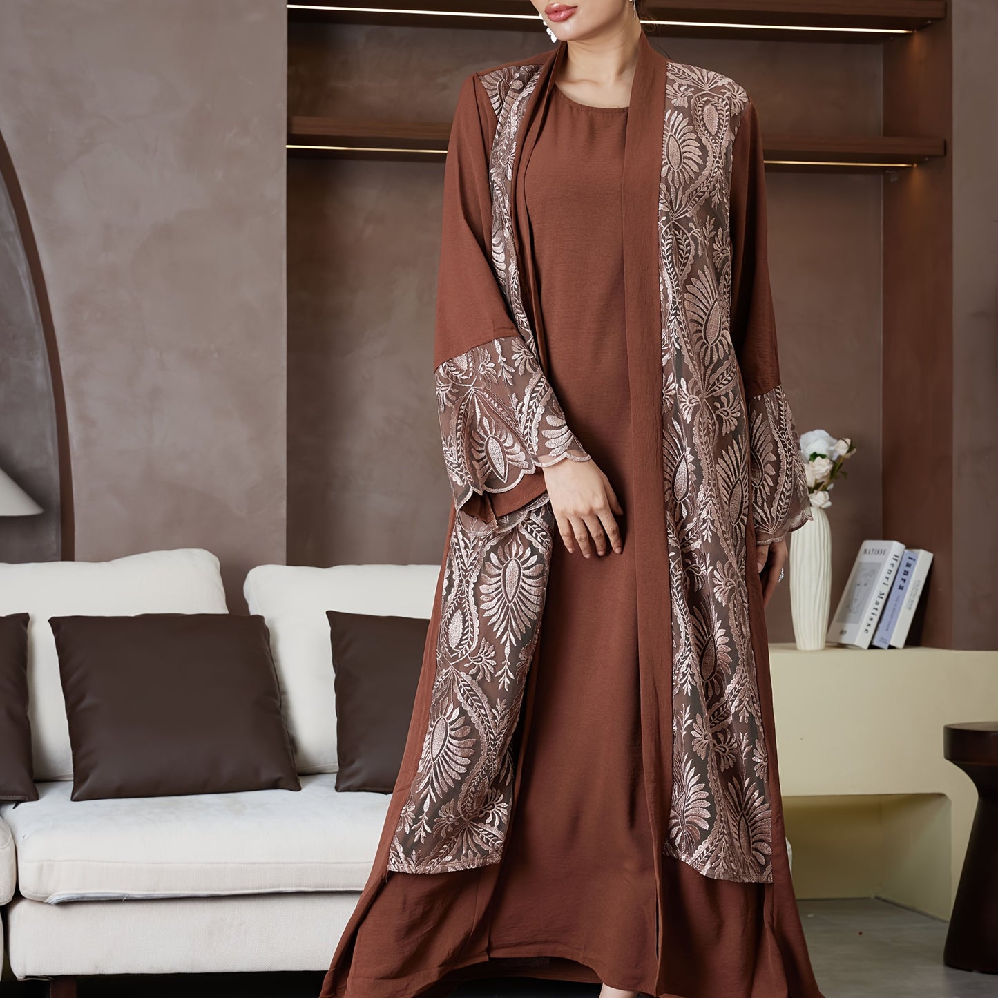 New Abaya for Ramadan, Middle Eastern Arabic Robe, Saudi Arabia, Turkish Muslim Women'S Floral Dress with Comfortable Breathable Fabric, High-End Fashion Paisley Pattern