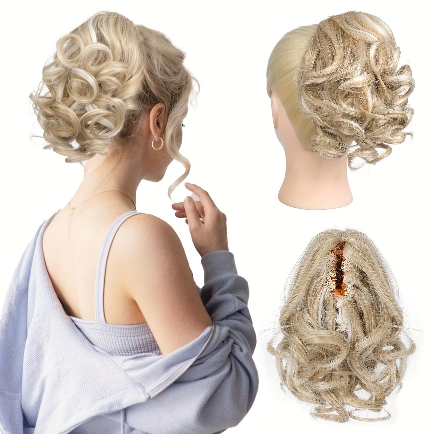 8 Inch Wavy Clip-In Ponytail | Jumbo Claw Clip Synthetic Hair Extensions for Women