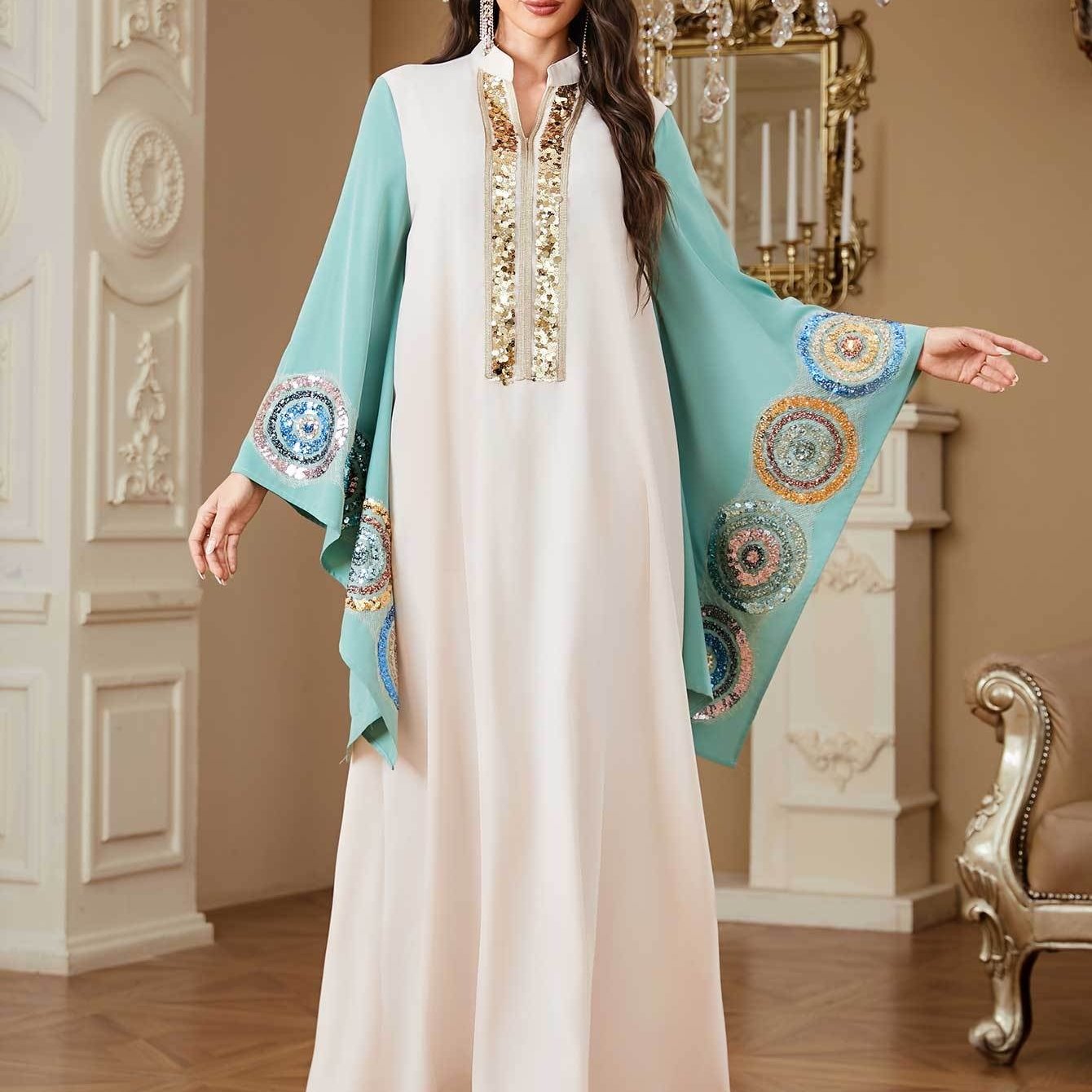 Women's Elegant Maxi Abaya Kaftan - Formal Evening Gown & Everyday Islamic Dress in Lavender Purple, Batwing Sleeves, Non-Stretch Formal event & Everyday Islamic Clothing for Weddings