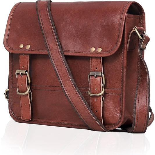 Genuine Leather iPad Tablet Bag Messenger Bag Small Briefcase CrossBody Shoulder Bag for Men and Women