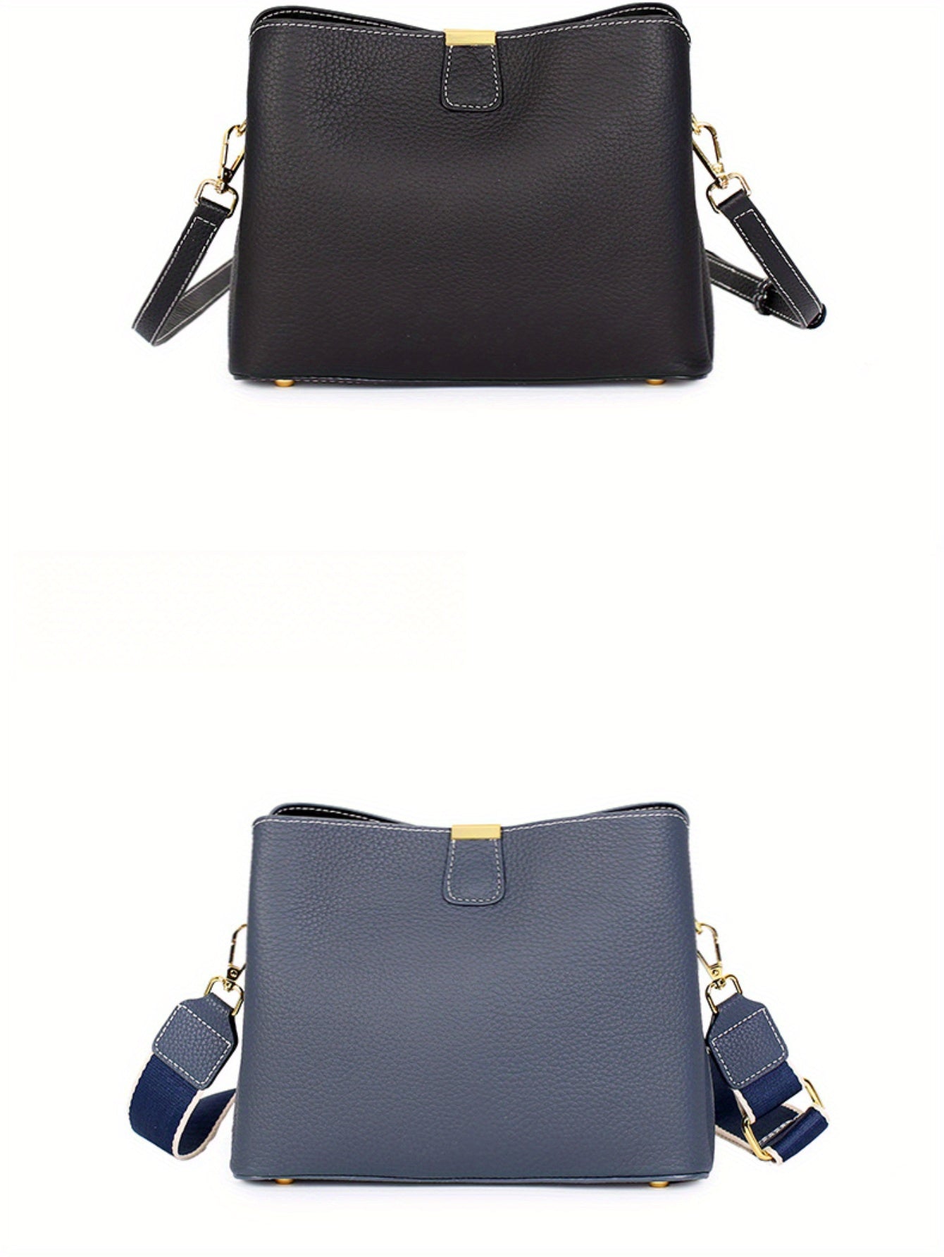 2025 New Model, High-End Grey Leather Women'S Handbag, Cowhide Large Capacity Bucket Bag, Versatile Commuting Shoulder Crossbody Bag, Lightweight And Fashionable Daily Bag