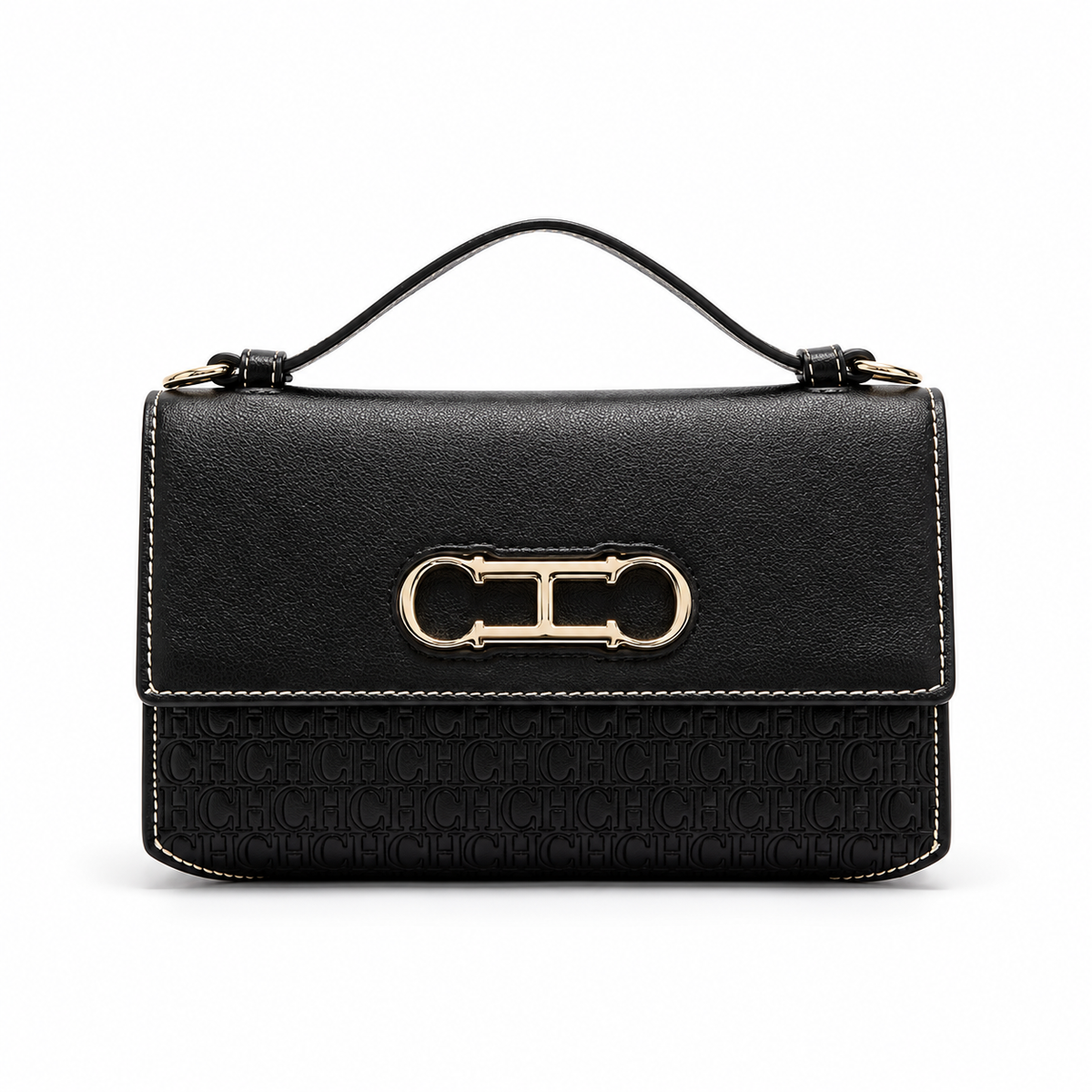 Elegant Black Embossed Leather Evening Clutch