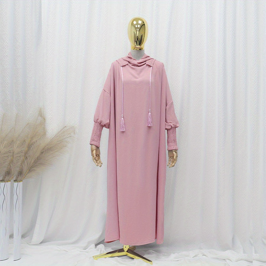Women's Islamic Prayer Dress & Modest Jibab Abaya - Soft Pink (Pastel) Full Coverage Hijab Robe with Sleeves, for Ramadan, Travel, Daily Prayer - Muslim Kaftan, Muslimah Clothing, Modestwear Outfit, Elegant Drape, Breathable Fabric