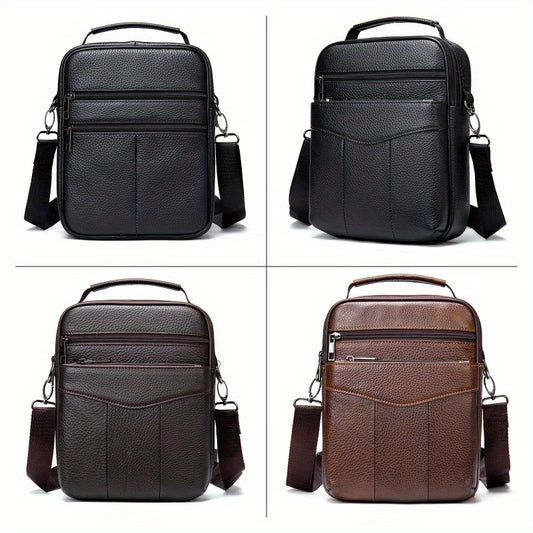 The New Business Men's Leather Shoulder Bag Is a Retro Vertical Handbag with a Cowhide Leather on The Top Layer, a Large-Capacity Ipad Crossbody Bag