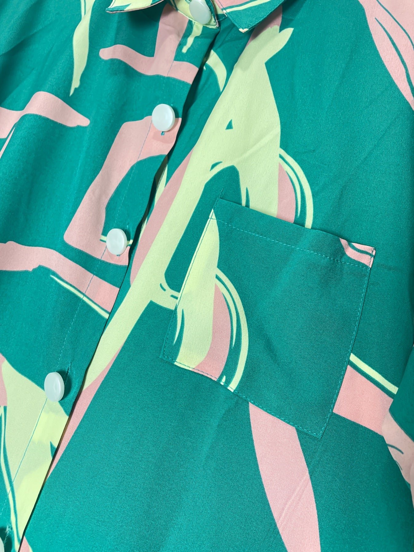 Elegant Geometric Print Pakistani Abaya with Long Sleeves and Button Front - Stylish Muslim Fashion, All-Season Wear, Pants and Top Set, Allseason Abaya|Geometric Print Abaya|Long Sleeve Top