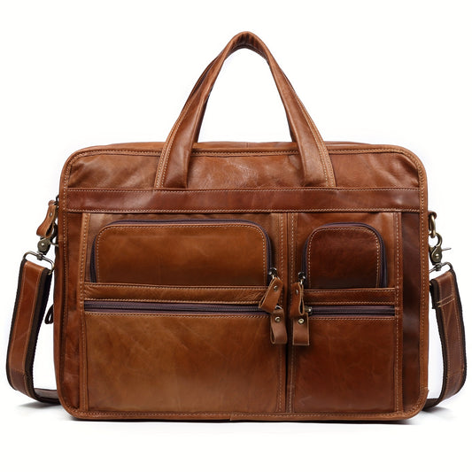 Leather Vintage Laptop Sling Bag Creative Personality Outdoor Commuting Tote Bag Convenient Labor-Saving Premium Sense Briefcase