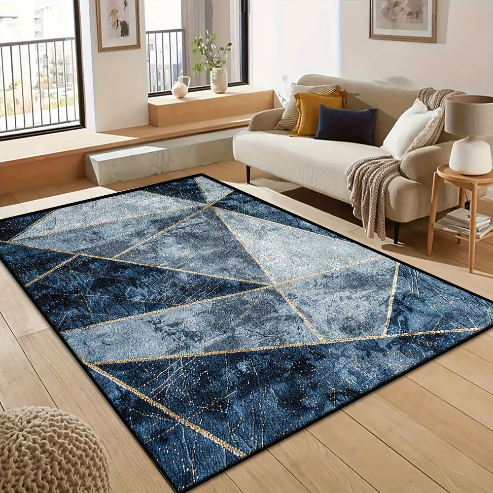 Washed Bottom Imitation Cashmere, Weight 1200G Per Flat, Thickness 1pc, Machine Washable Geometric Pattern Carpet, Medium Thickness Polyester Rug, Suitable for Indoor