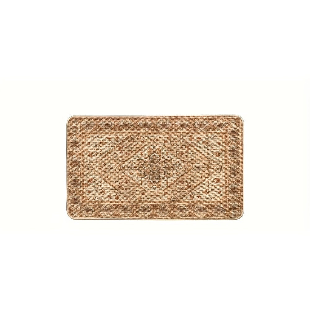 Red Floral Vintage Bohemia Kitchen Mats Set Of 1, Daily Boho Home Decor Low-Profile Kitchen Rugs for Floor