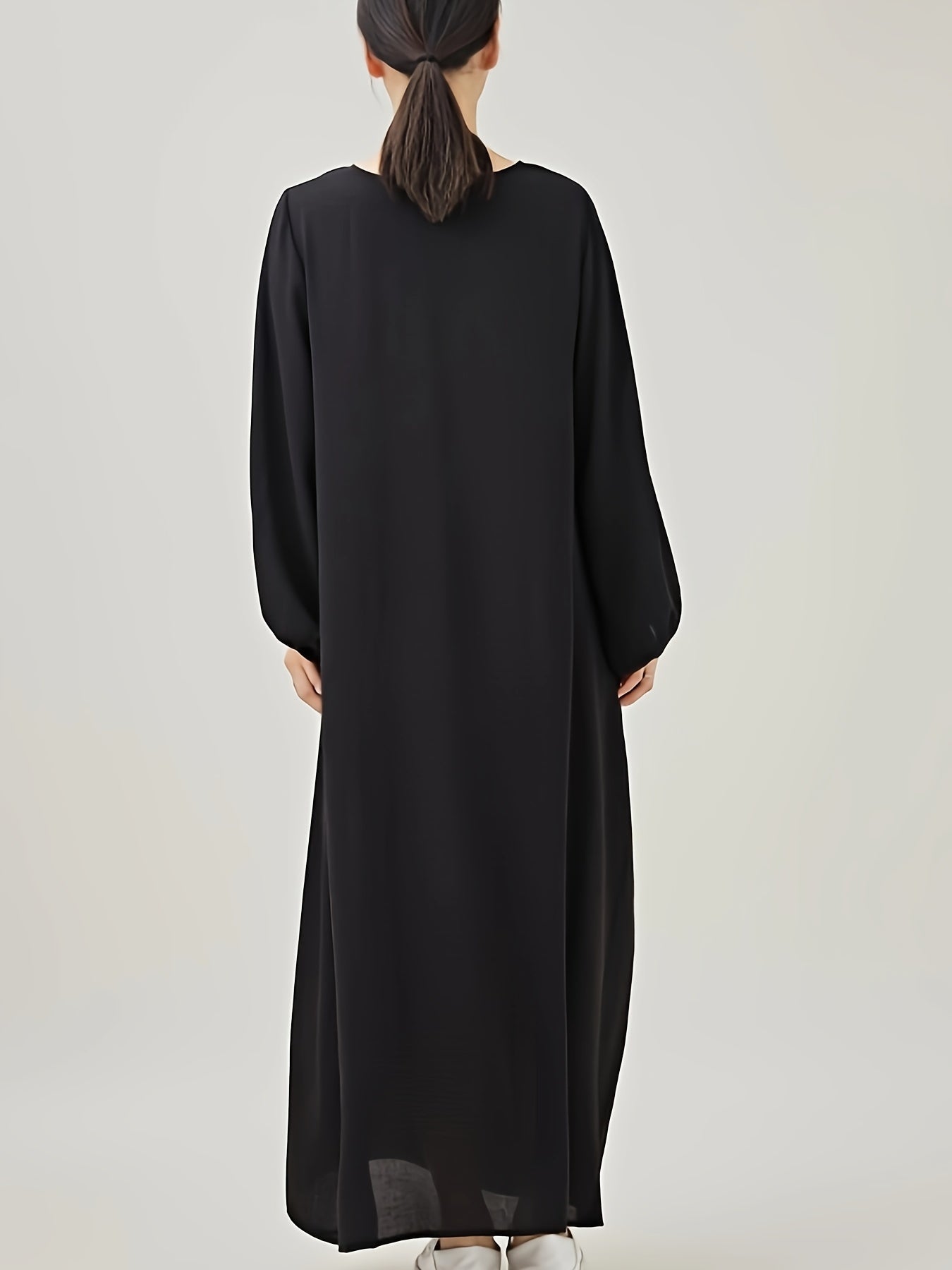 Polyester Muslim Pakistani Abaya - Comfortable, Casual, Solid Color with Bubble Pleats, Elastic Cuffs, Flowy Hem, Machine Washable
