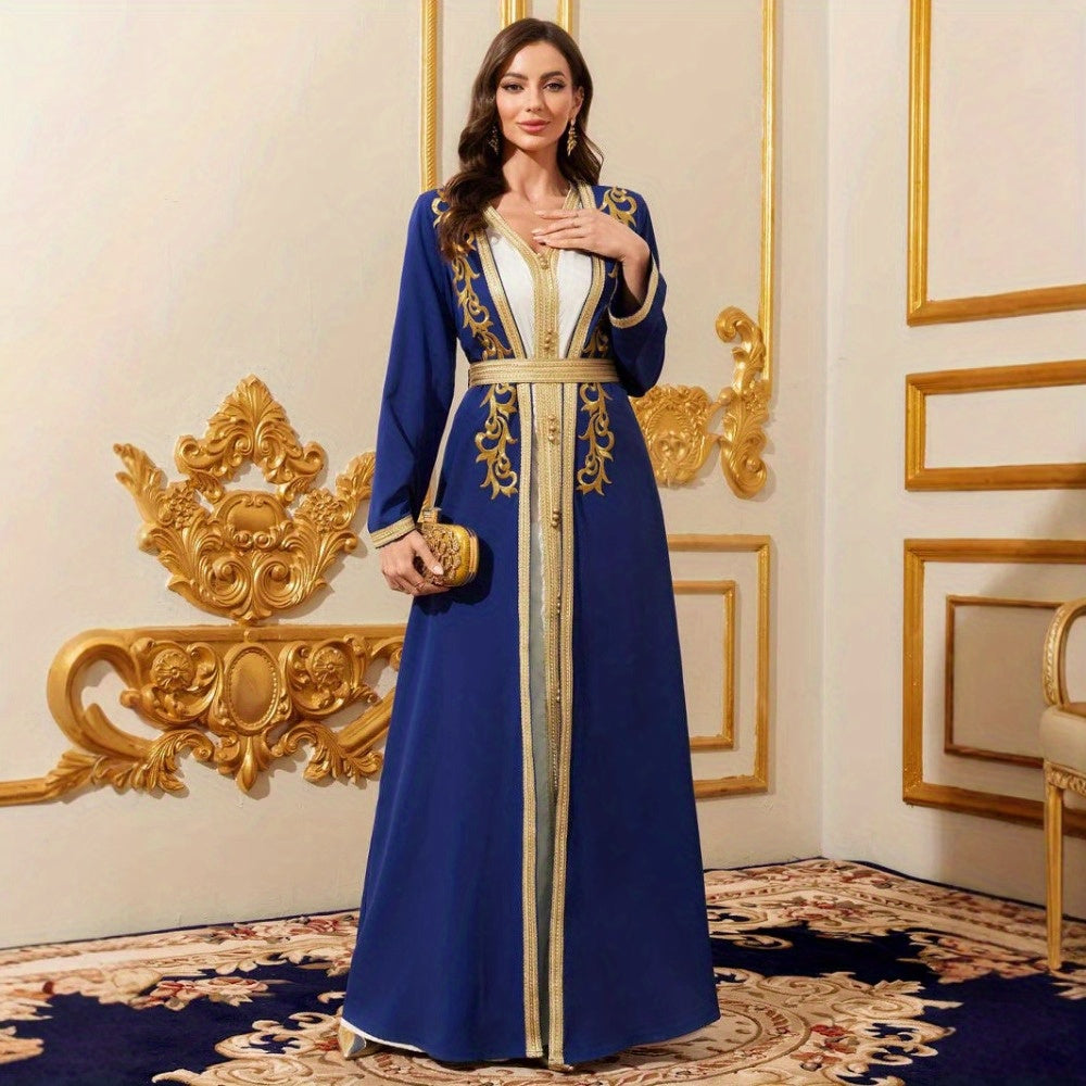 Middle East Women's Abaya Gowns Arabian Dubai Robe Fashion Embroidered Lace Dress Sub Two Piece Set Costumes Accessories