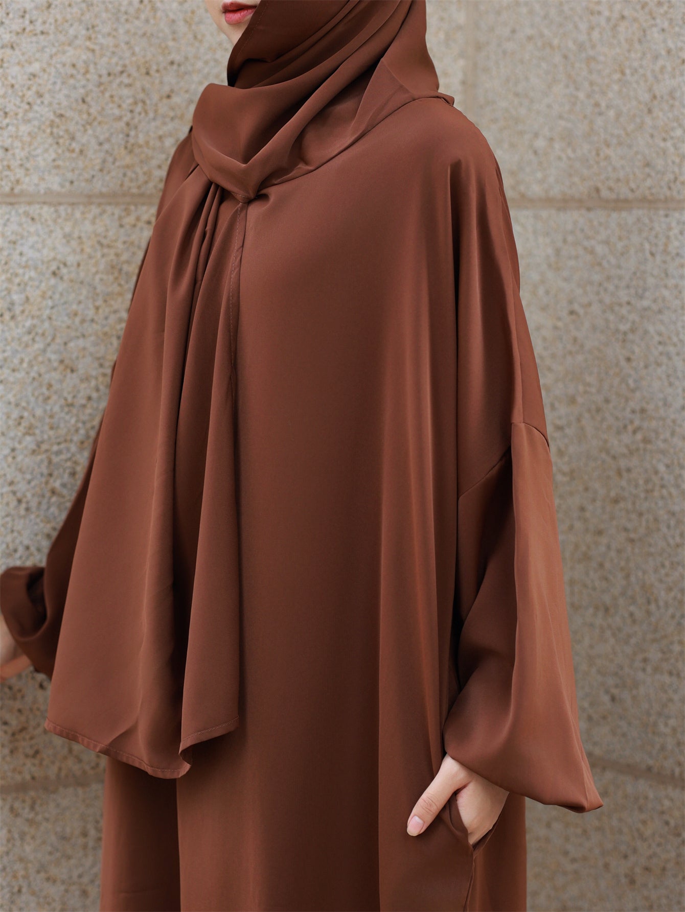 Women'S Loose Modest Jibab Abaya with Headscarf - Long Sleeve, Polyester, Non-Stretch Fabric | Ideal for Ramadan and Daily Wear, Casual Style, Allseason Abaya | Elegant Abaya | Polyester Abaya