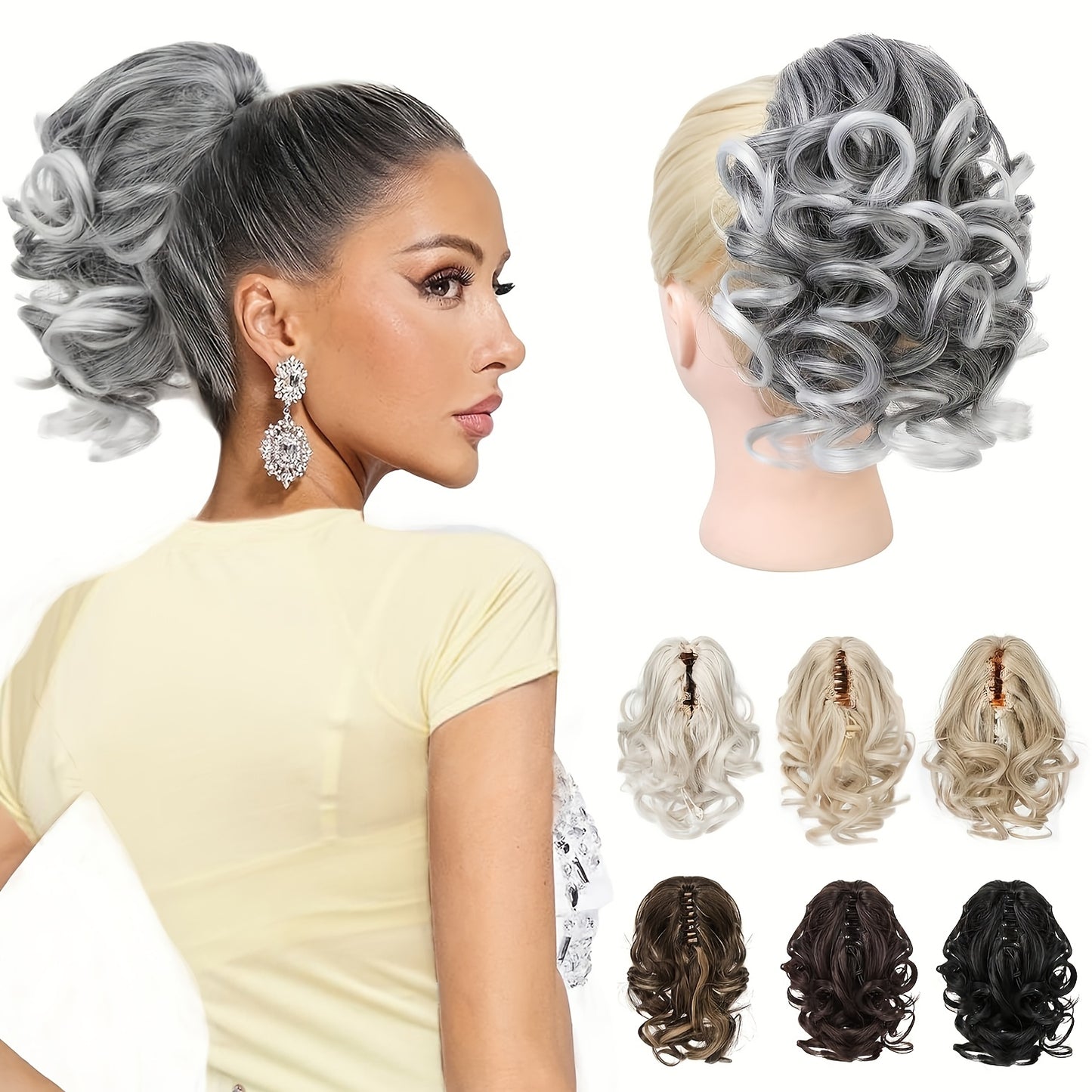 8 Inch Wavy Clip-In Ponytail | Jumbo Claw Clip Synthetic Hair Extensions for Women