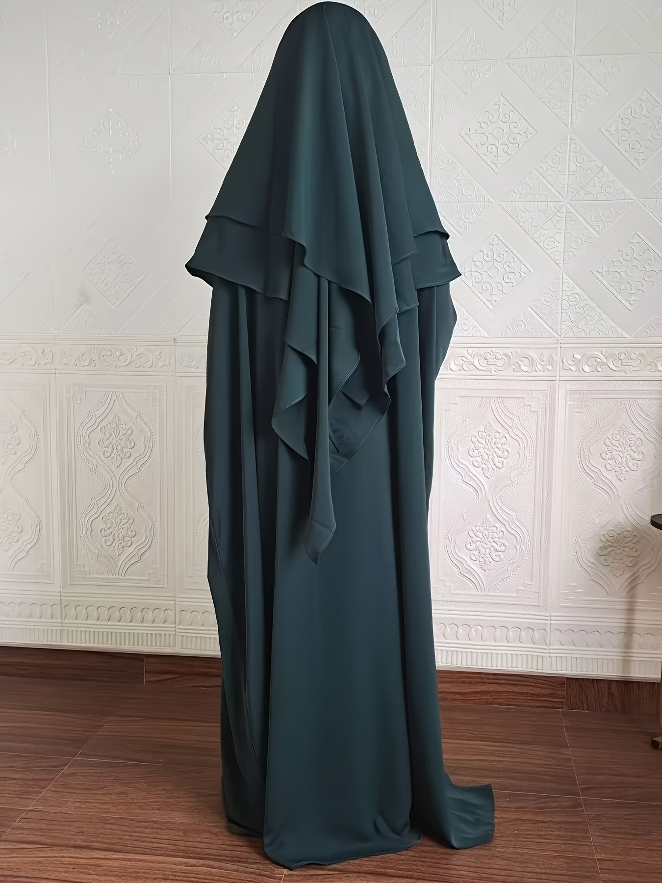 Plus Size - A Set of Elegant Plus Size Women Jilbaab Dresses, Middle East Dubai Solid Color Robe Dress Two Piece Set, Perfect for Ramadan And Islamic Prayers Abaya Femme Women Abaya Dubai Islamic Clothing Abaya Hijab Femme Prayer Jil