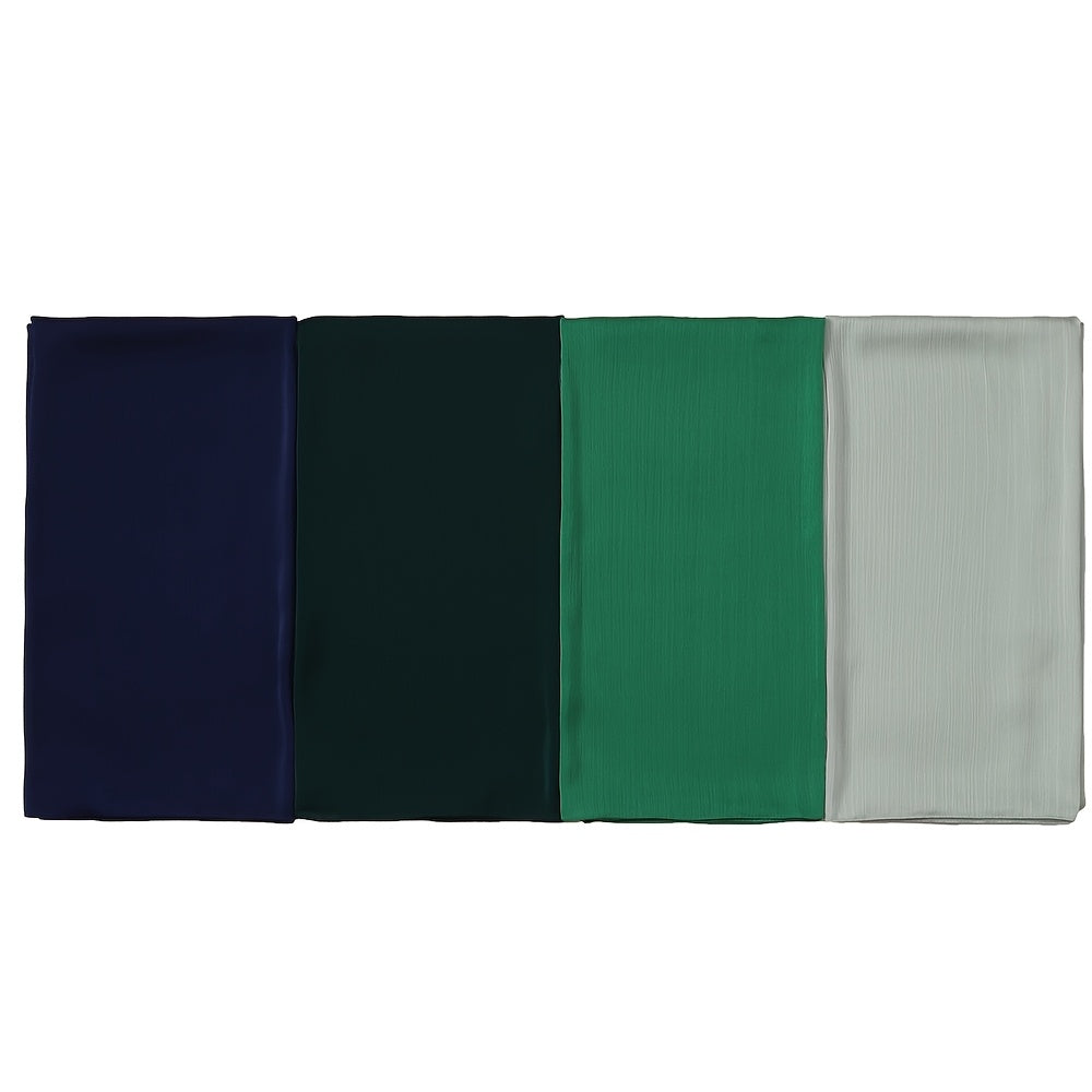 Ladies Elegant Solid Color Bamboo Woven Hijab Scarf | 4pcs/PC | Polyester | Hand Wash or Professional Dry Clean | for Ramadan | Elegant