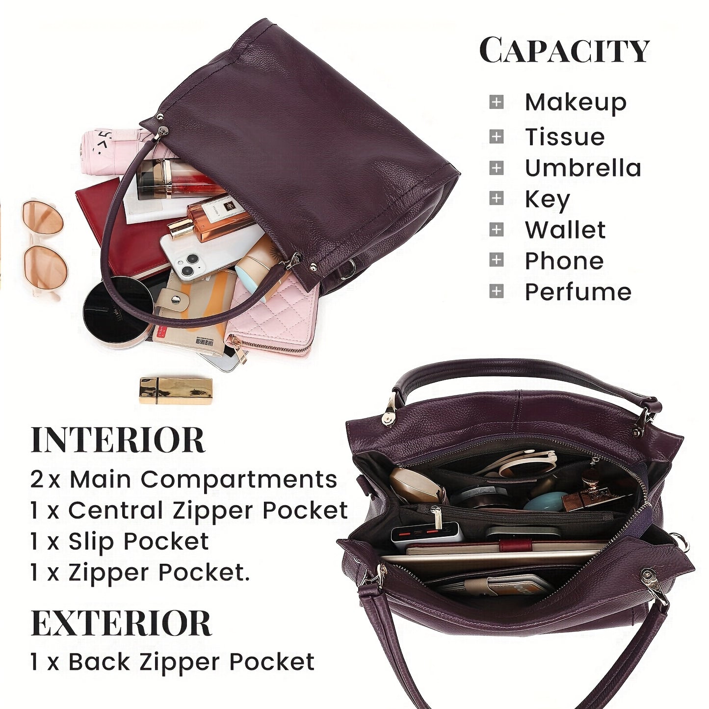 Elegant Leather Handbag, Women's Tote Bag, Versatile Single Shoulder Sling Bag