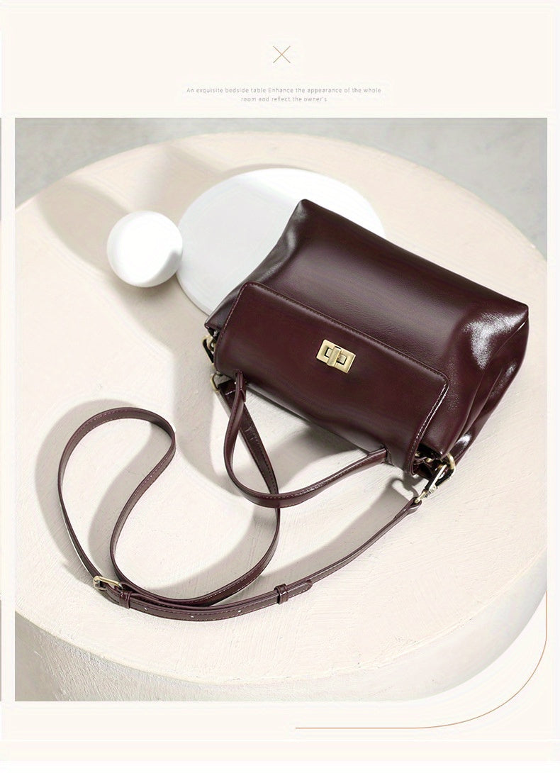 Solid Color Luxury Leather Women's Shoulder Bag, Crossbody Bag for Women, 2025 New High-End Retro Shoulder Bag