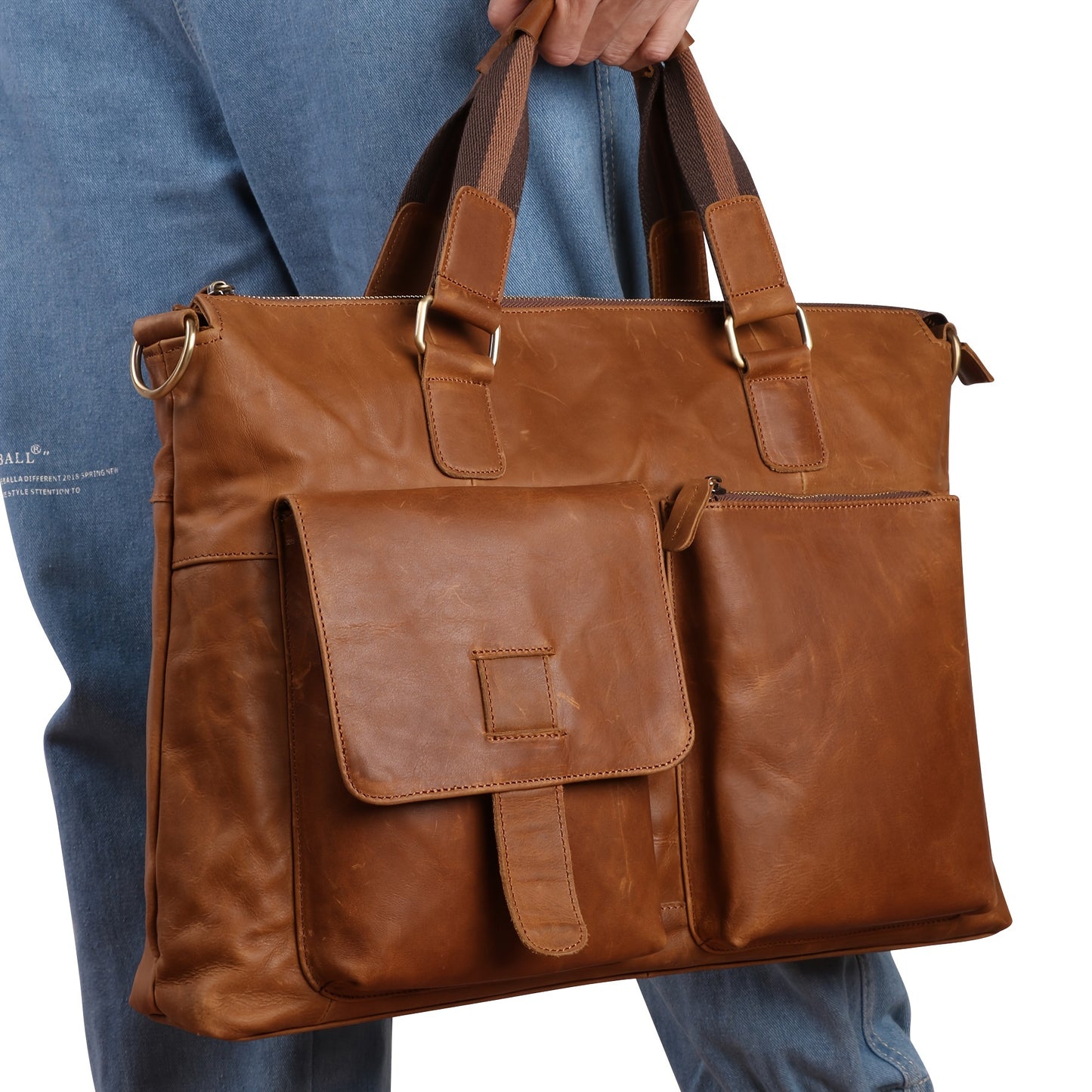 Leather Laptop Messenger Bag for Men, 18 Inch Laptop Bag, Crossbody Bag Men