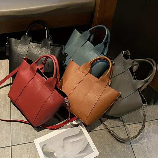 Leather Crossbody Bag Minimalist Leather Handbag, Women's Crossbody Bag, Fashionable Solid Color Handbag, Minimalist Crossbody Bag