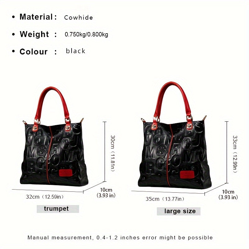 Fashionable Motorcycle Bag, Tote Bag, Genuine Leather Women's Bag, Zipper Handbag, Shoulder Bag, Fashionable Hand-held Crossbody Bag