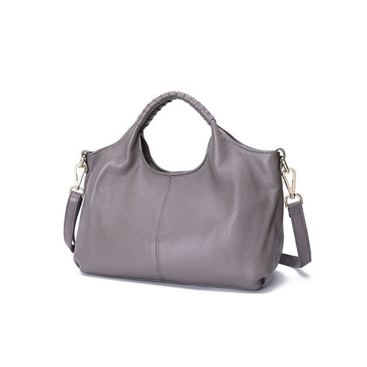 Genuine Leather Women’s Handbag - Soft Cowhide Crossbody & Shoulder Bag with Zipper Closure