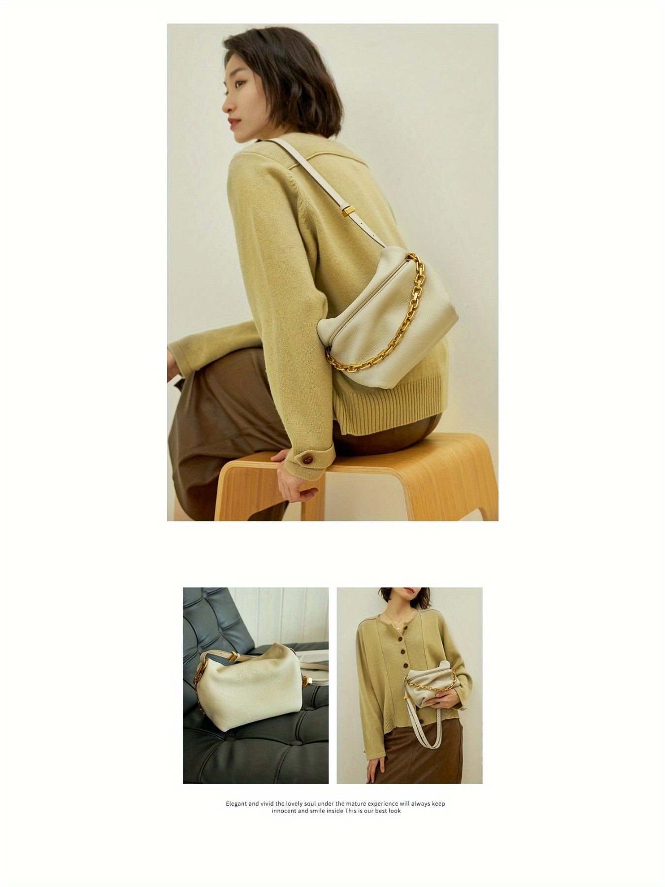 2025 New Women's Bag, Leather Crossbody Pleated Cloud Messenger Bag, Fashionable Chain Dumpling Bag, Single Shoulder Crossbody Bag
