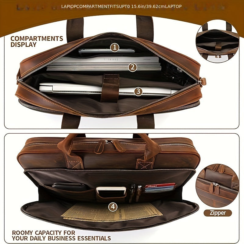 Leather Briefcase For Men, Business Travel Laptop Messenger Bags