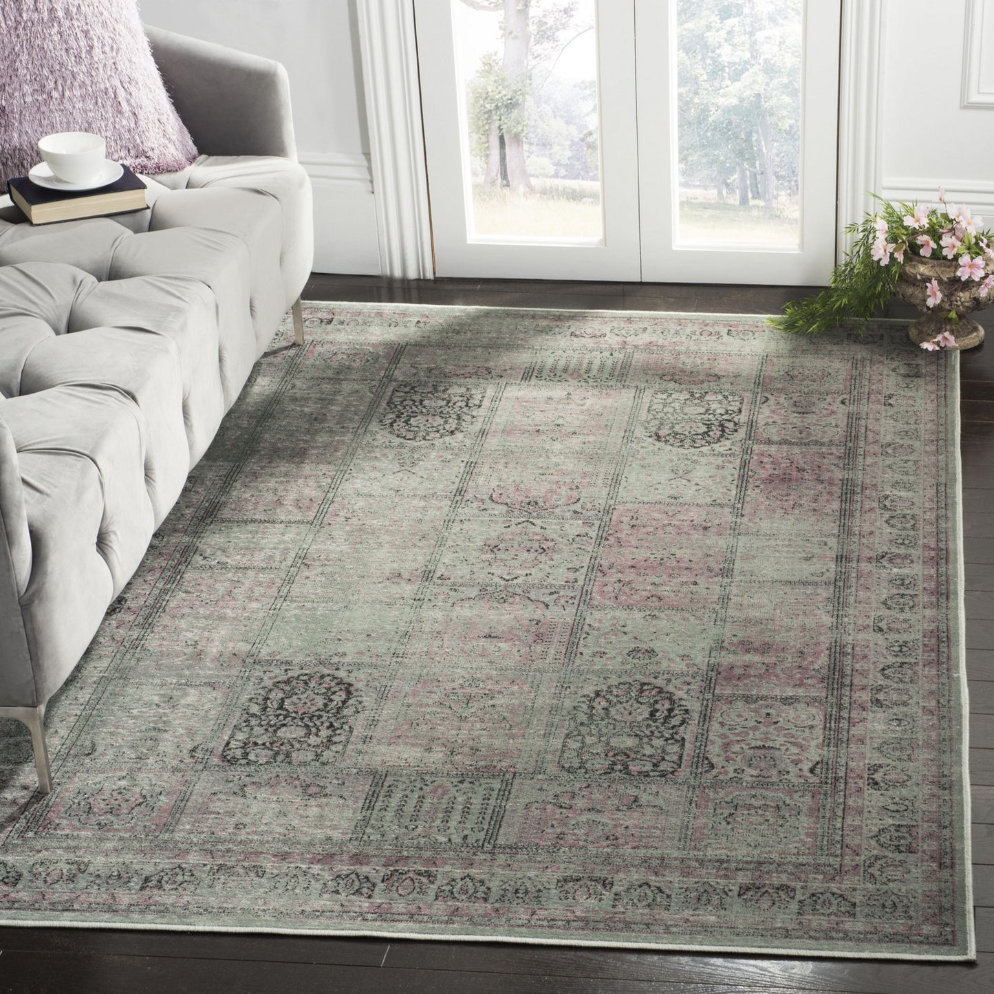 Vintage Collection VTG127 Non-Slip Indoor Power Loomed Easy Care Area Medium Rug For Home Decor Rug for Living Room, Bedroom,Turkish Carpet, Dining Room, Home Office, Basement