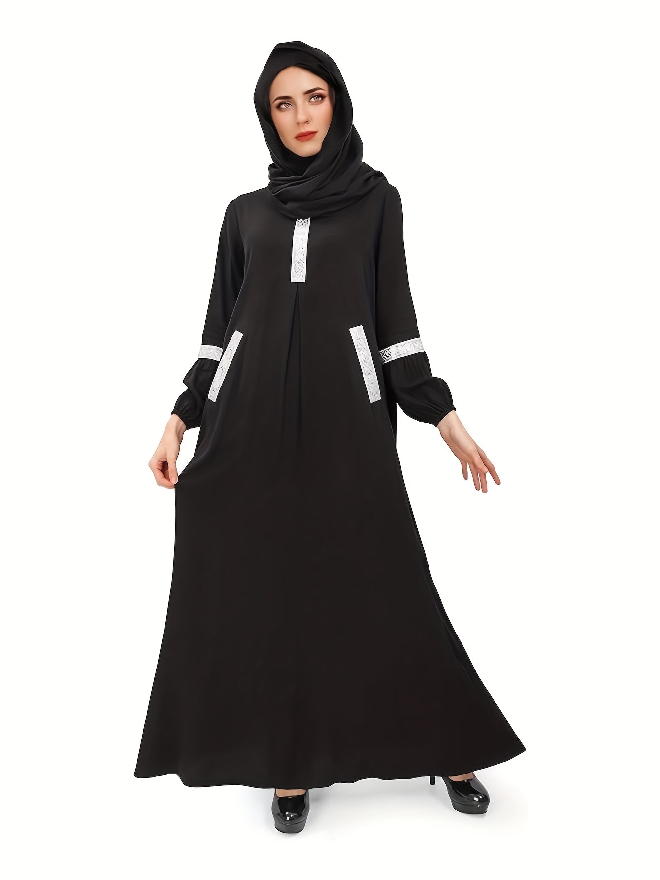 Muslim Abayas Dress With Hijabs Long Sleeve Modest Dubai Outfits
