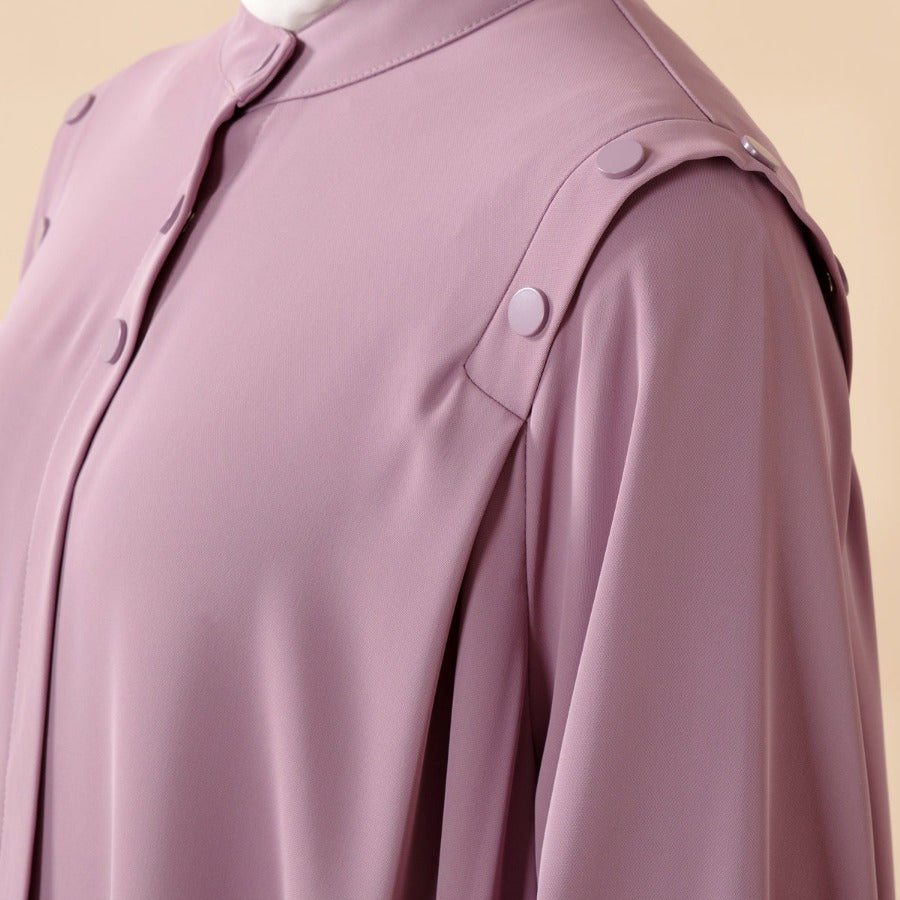 Elegant Macaron Color Shoulder Button Pullover Abaya Dress for Women - Long Sleeve, Solid Color, Non-Stretch Fabric, Regular Fit, Perfect for Ramadan, Prayer, and Muslim Style, Muslim Dress | Elegant Abaya | Nonstretch Fabric, Abay