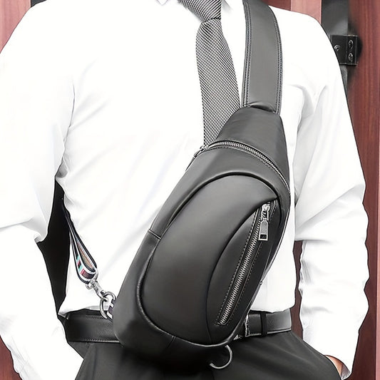 New Leather Men's Sling Bag Large Capacity Waterproof Shoulder Bag Crossbody Bag