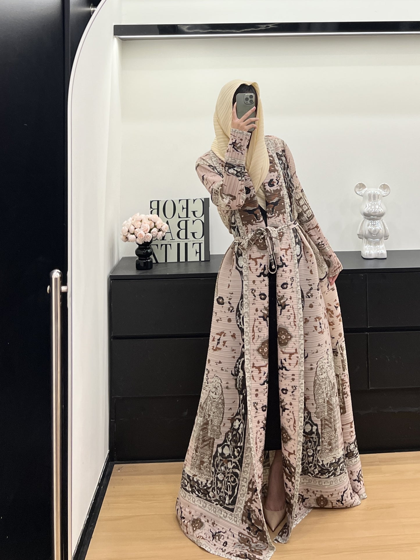 Plus Size Women's Middle Eastern Emirati Abaya Kaftan - Floral Print Loose Fit Draped Lightweight Breathable for Spring Summer Fall, Machine Washable for Daily Wear & Formal Events