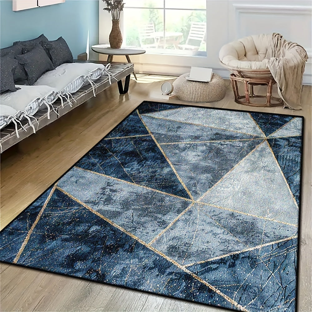 Washed Bottom Imitation Cashmere, Weight 1200G Per Flat, Thickness 1pc, Machine Washable Geometric Pattern Carpet, Medium Thickness Polyester Rug, Suitable for Indoor