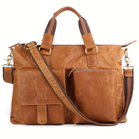 Leather Laptop Messenger Bag for Men, 18 Inch Laptop Bag, Crossbody Bag Men