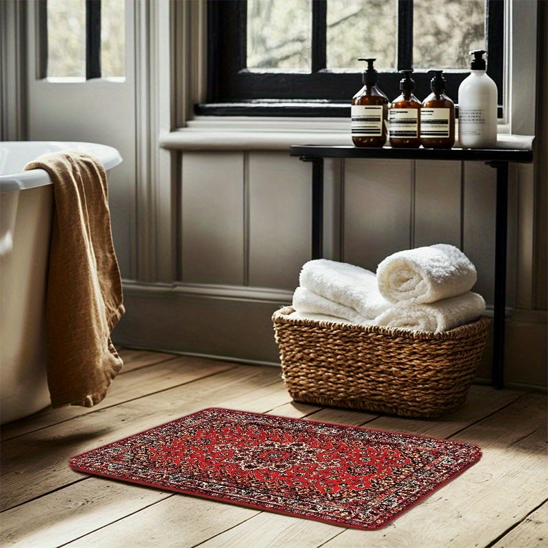 Traditional Persian Mat, Flannel, Washable Floor Mats, Soft And Non-slip, Door Floor Mat, Bathroom Floor Mat, Kitchen Floor Mat, Laundry Room, Bedroom, Living Room Mat, Low-fluff Door Mat, Indoor Door Carpet, Rugs