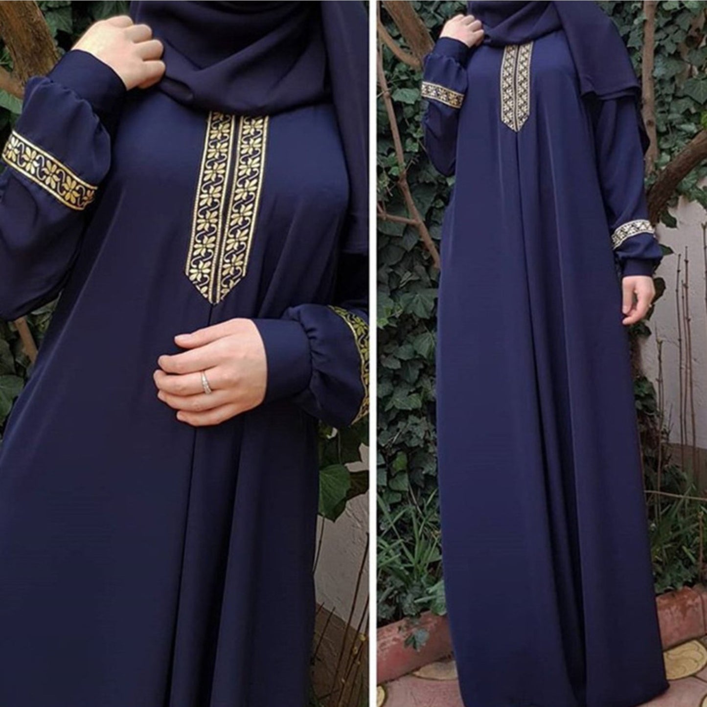 Plus Size, Women's Islamic Palestinian Abaya - Long Abaya Gown with Zipper Closure, Elegant Black Islamicrobe for Everyday & Special Occasions, Machine Washable Muslim Formal Attire, Modest Fashion