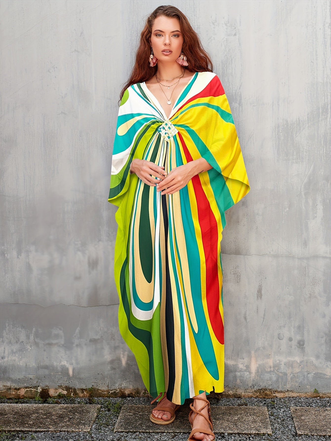 Plus Size Kaftan Dresses Long Swimsuit Coverup for Women Caftans Loungewear Casual Fall Dress