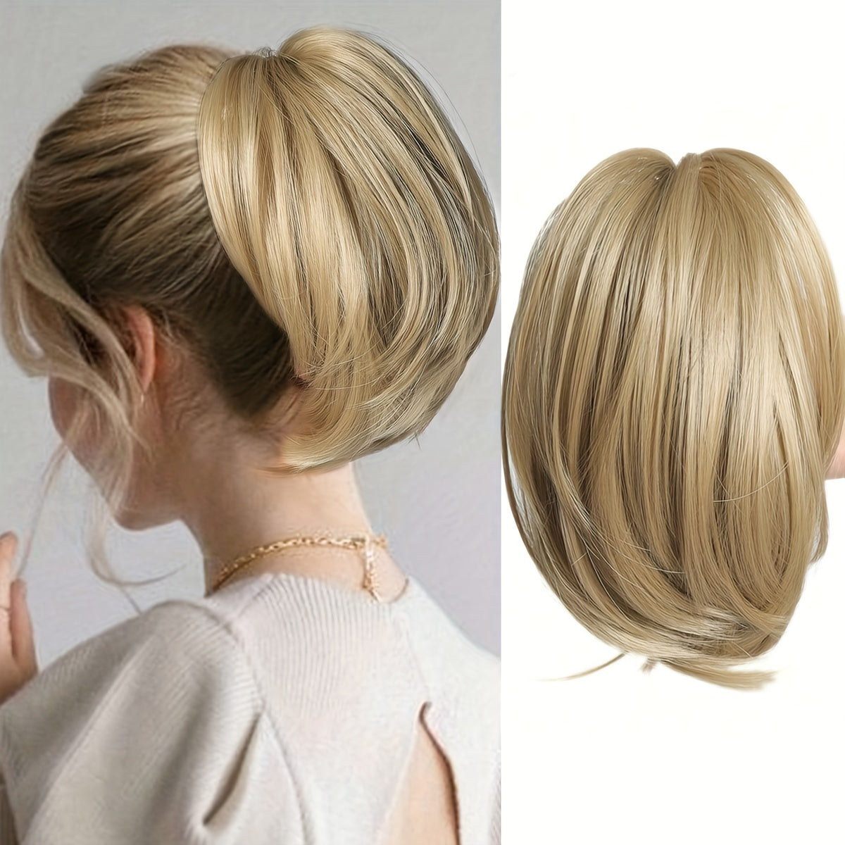 Messy Bun Hair Clip For Women | Straight Ponytail Extension 8inch Black