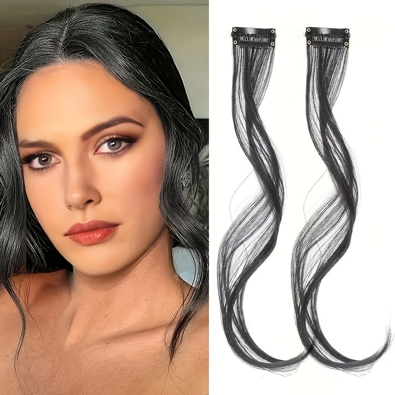 2pcs Cool Light Blonde Wavy Curly Long Side Clip-In Bangs