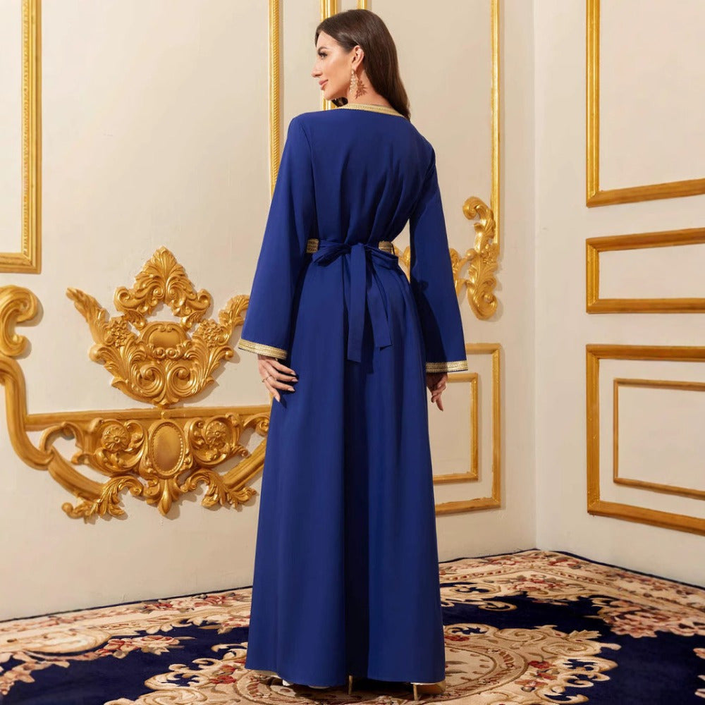 Middle East Women's Abaya Gowns Arabian Dubai Robe Fashion Embroidered Lace Dress Sub Two Piece Set Costumes Accessories