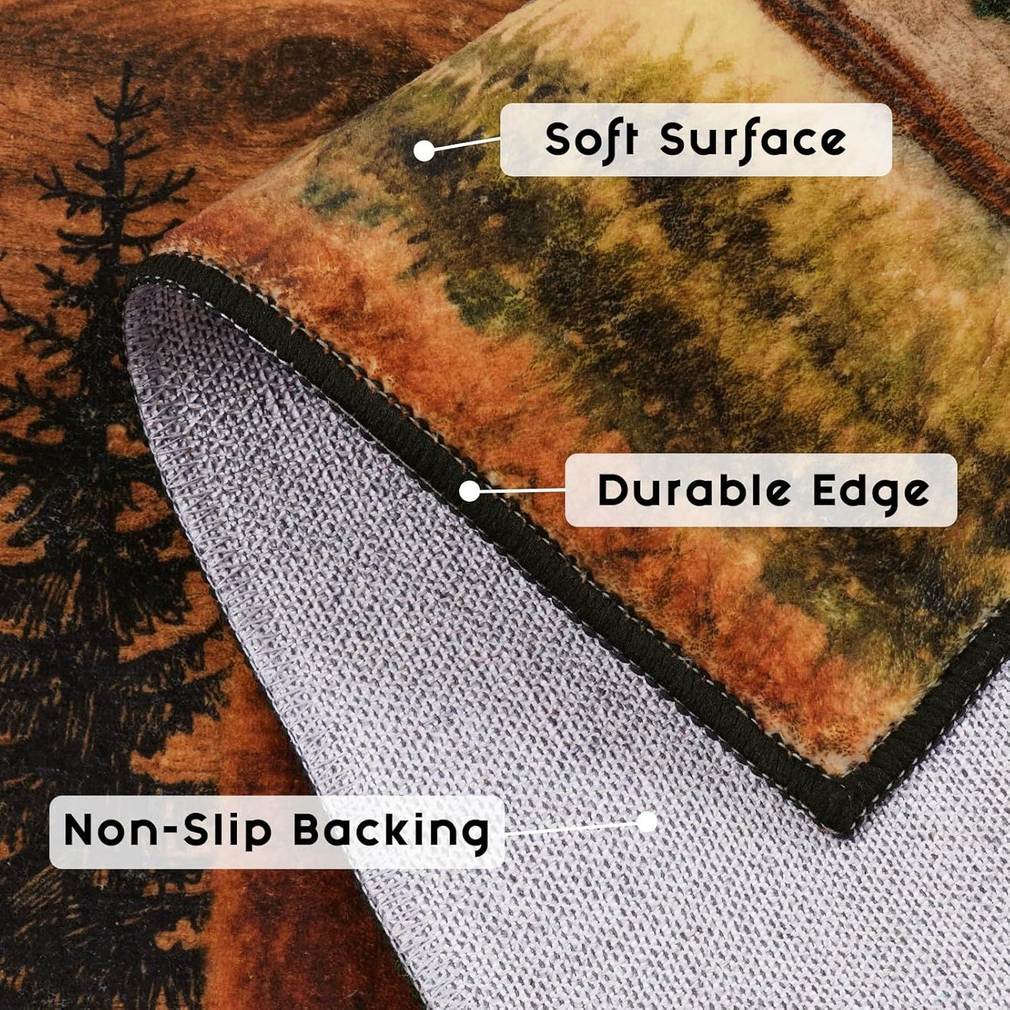 small house bear moose throwing carpet, area carpet in farmhouse style, used for living room and bedroom entrances, non slip washable soft brown floor carpet, retro rural wildlife home decoration area carpet