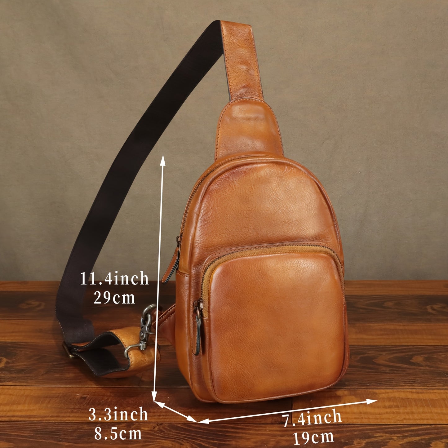 Genuine Leather Sling Bag For Women And Men Vintage Full Grain Leather Sling Backpack, Crossbody Bag
