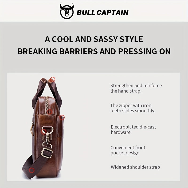 Men's Leather Multi-functional Briefcase Laptop Crossbody Bag, Men's Professional Business Bags For Work