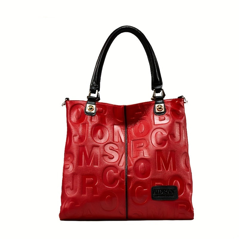 Fashionable Motorcycle Bag, Tote Bag, Genuine Leather Women's Bag, Zipper Handbag, Shoulder Bag, Fashionable Hand-held Crossbody Bag