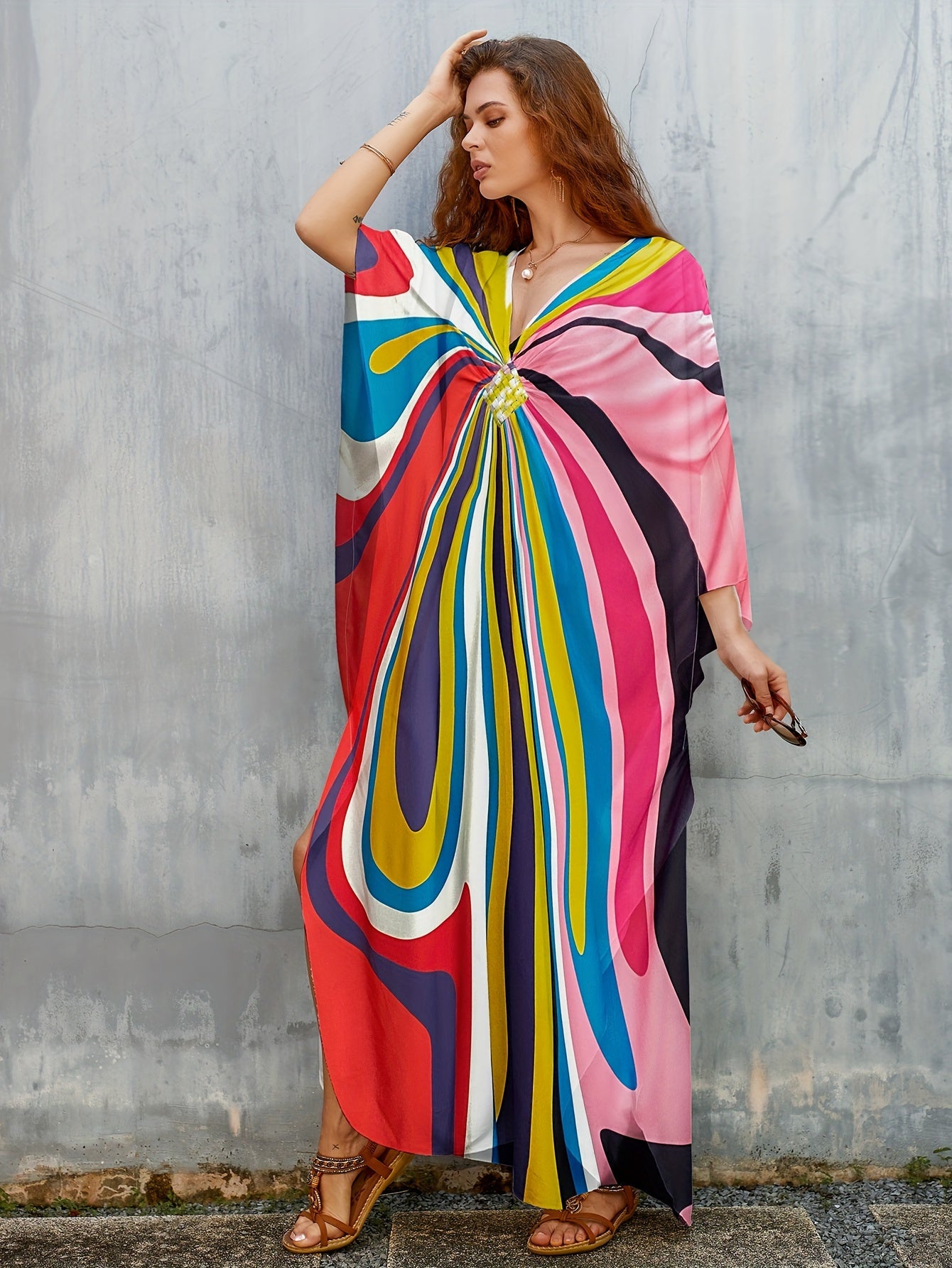 Plus Size Kaftan Dresses Long Swimsuit Coverup for Women Caftans Loungewear Casual Fall Dress