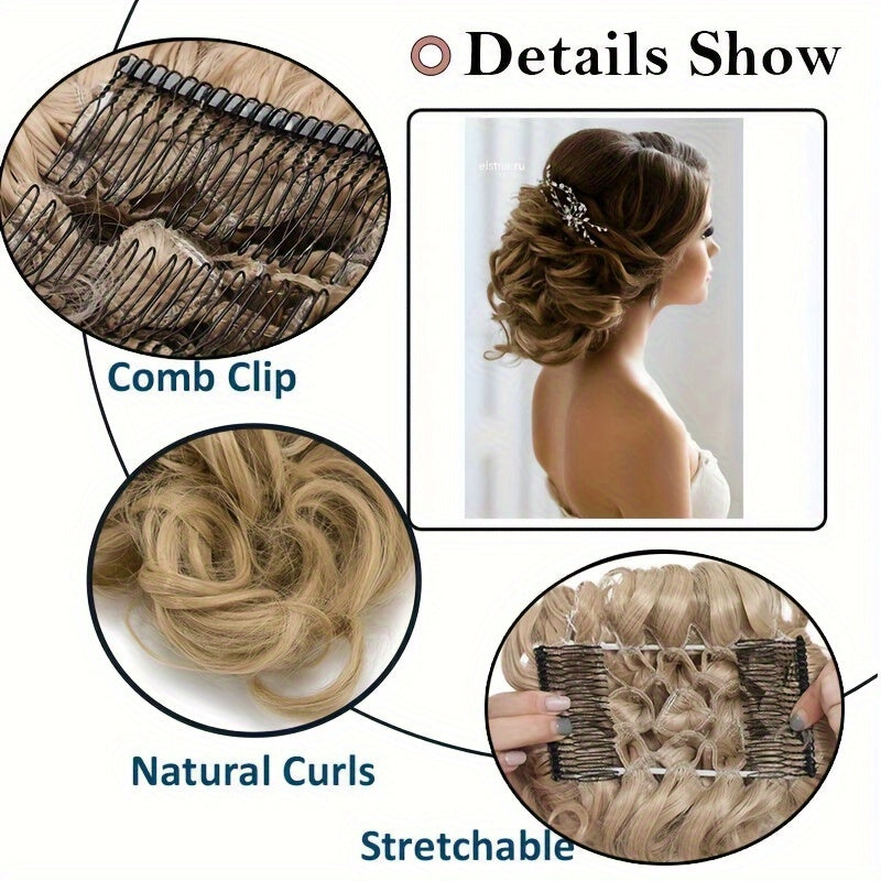 Curly Bun Extensions Scrunchie Combs In Messy Bun Hair Piece For Women