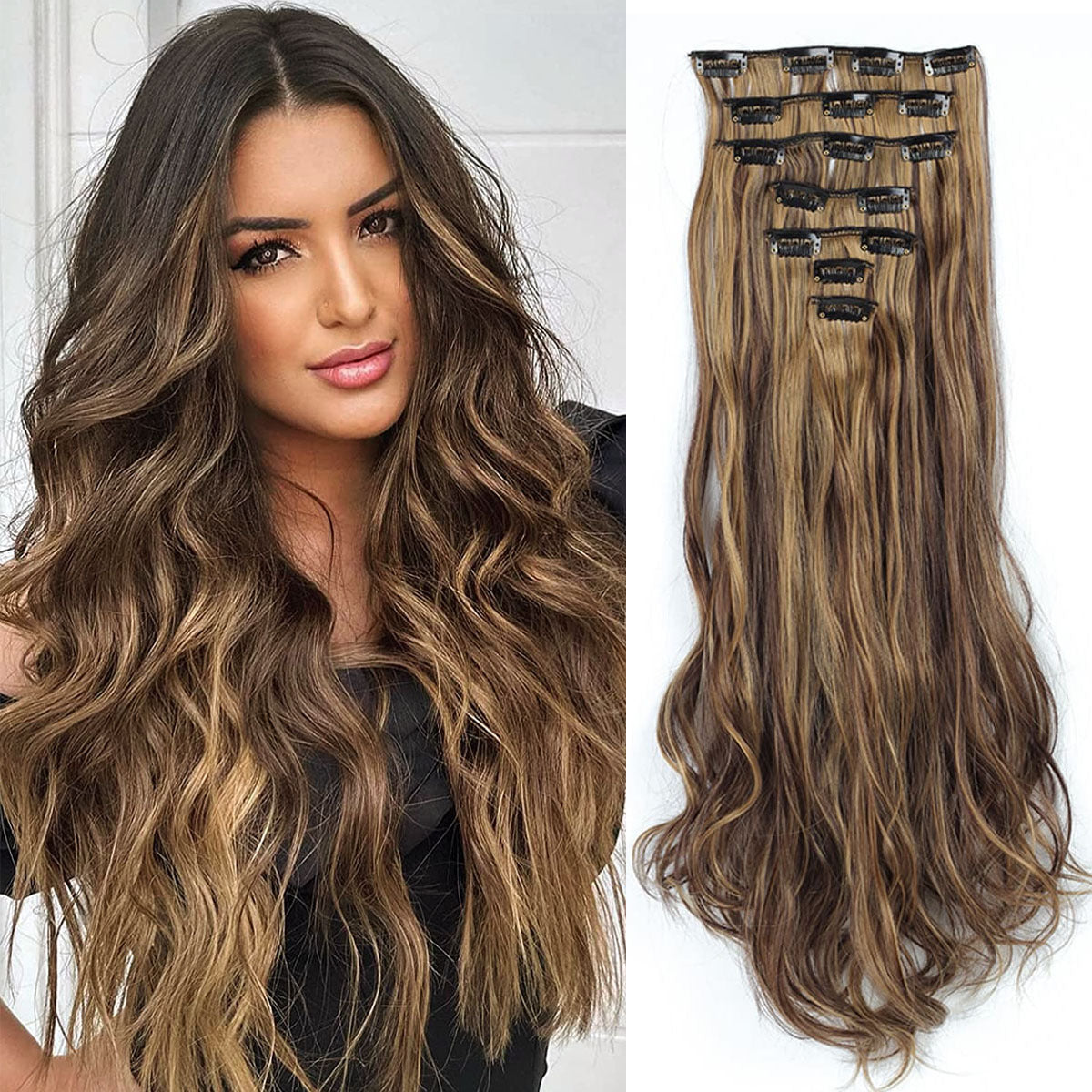 22 Inch Full Head Clip In Hair Extensions