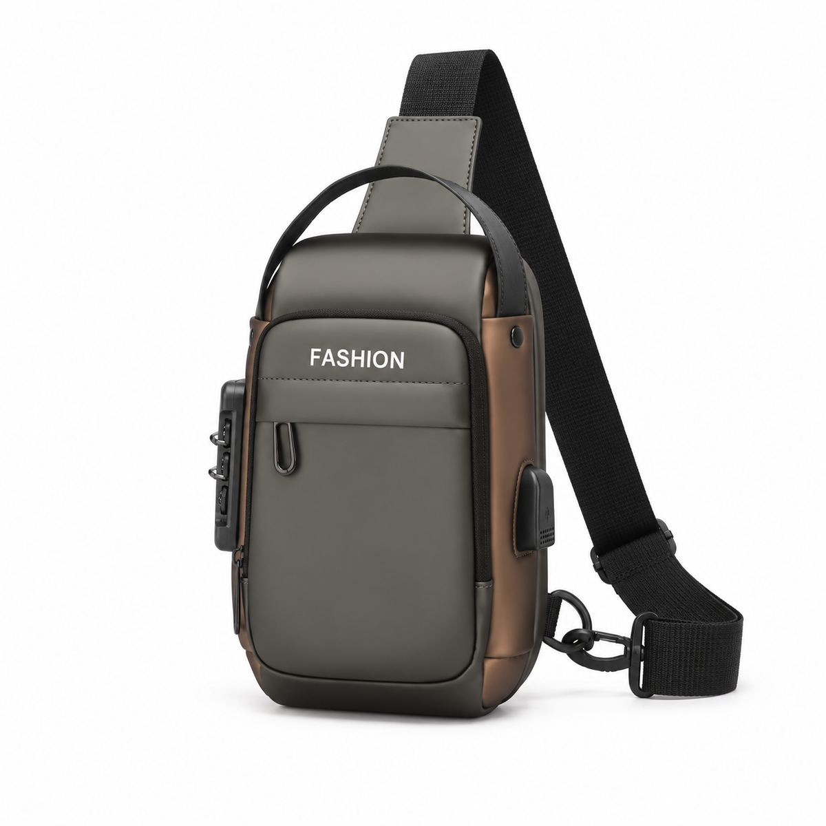 Modern Grey Brown Crossbody Sling Bag