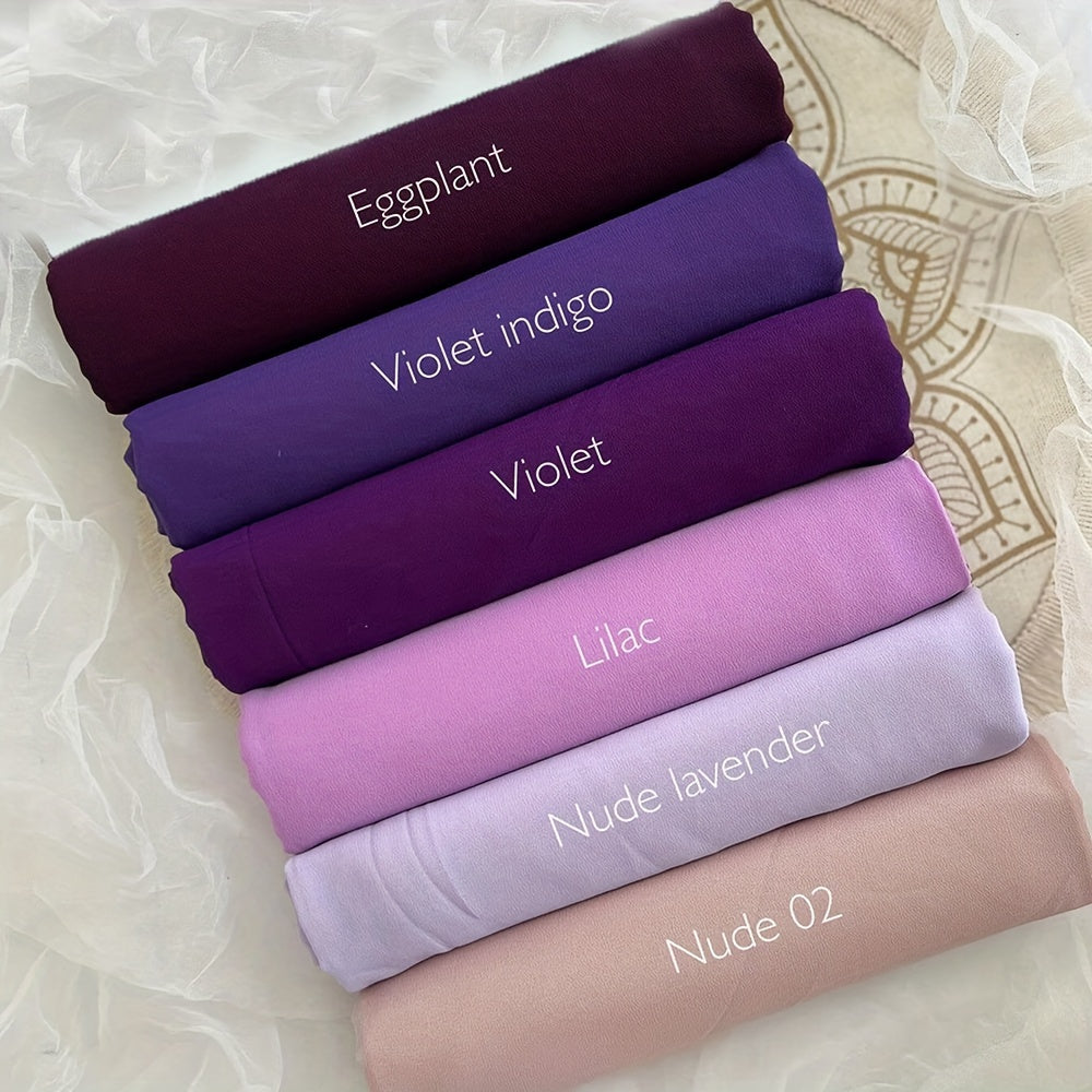 6pcs Women's Breathable Satin Bamboo Jersey Hijab Scarves - Non-Stretch Snug Fit, 10 Solid Colors for Ramadan & Modest Fashion, Premium Woven Satin Fabric, Hand Wash/Dry Clean, Hijab Accessories